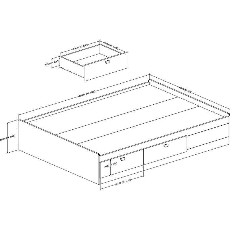 Full size Modern Platform Bed with 4 Storage Drawers by HomePacific