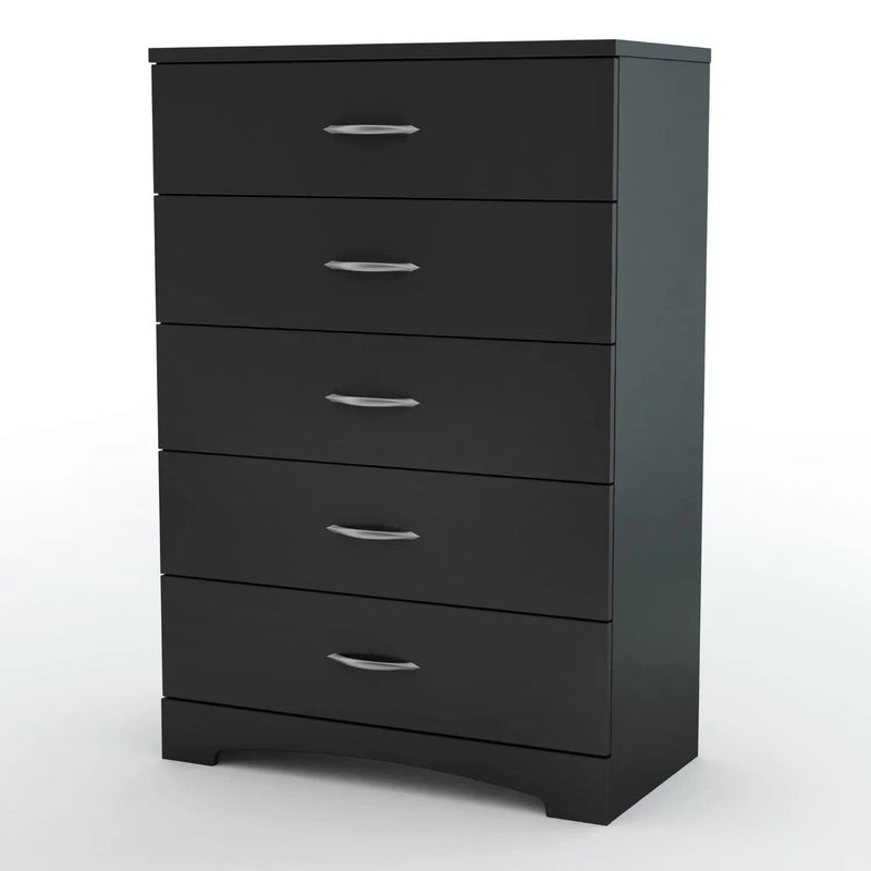 Modern 5-Drawer Bedroom Chest in Black Wood Finish by HomePacific