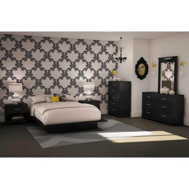 Modern 5-Drawer Bedroom Chest in Black Wood Finish by HomePacific
