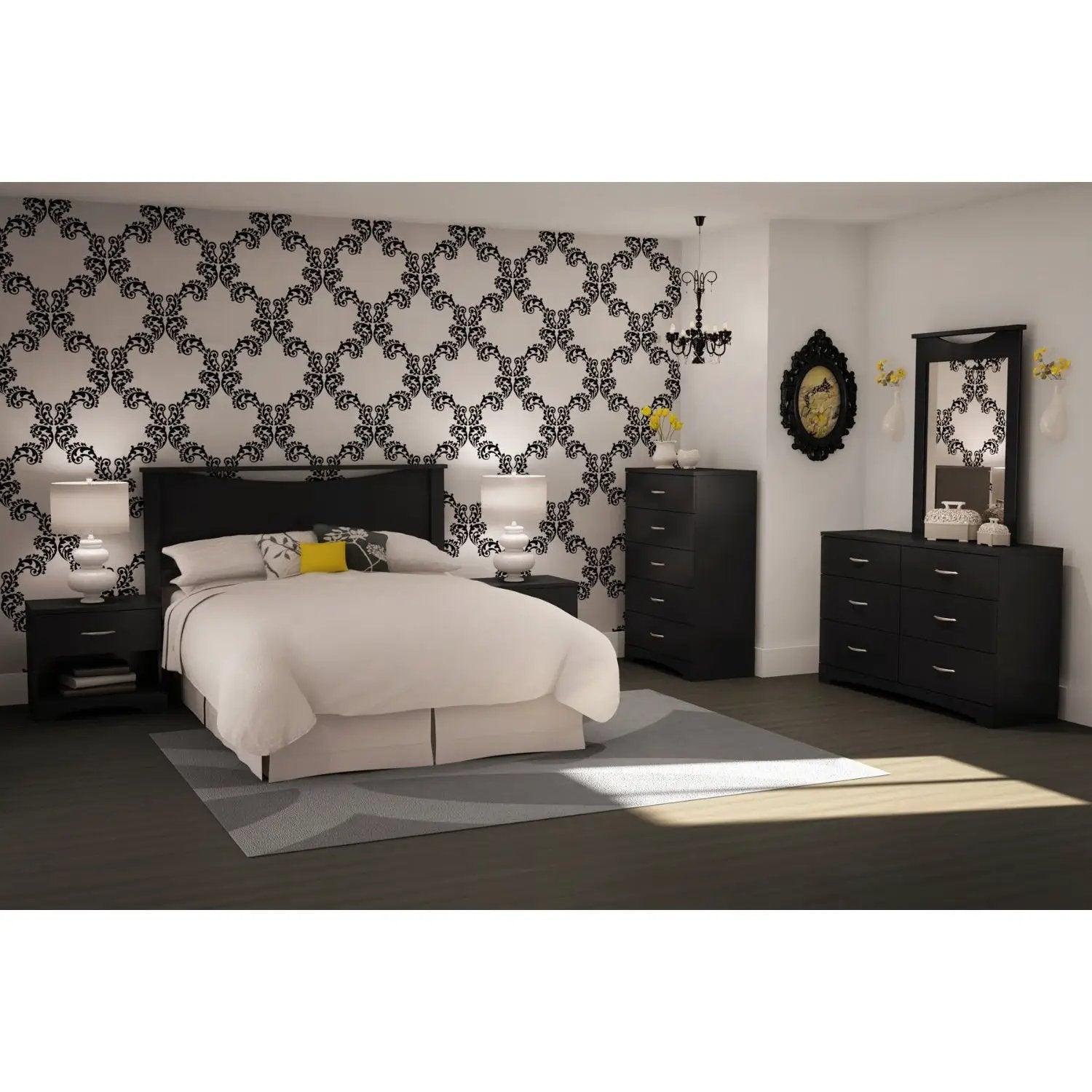 Modern 5-Drawer Bedroom Chest in Black Wood Finish by HomePacific