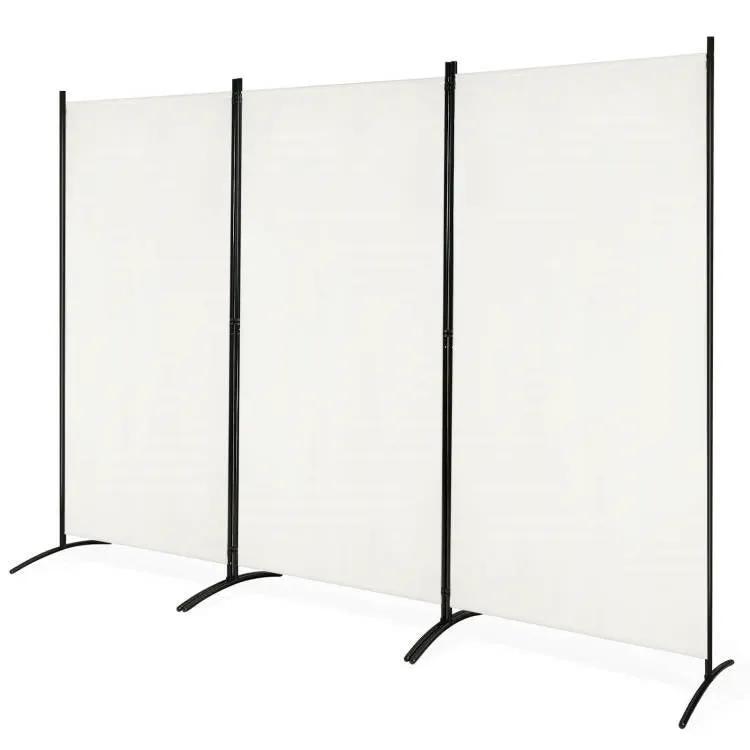 6-Ft White 3-Panel Room Divider Screen with Steel Base and Heavy Duty Hinges by HomePacific