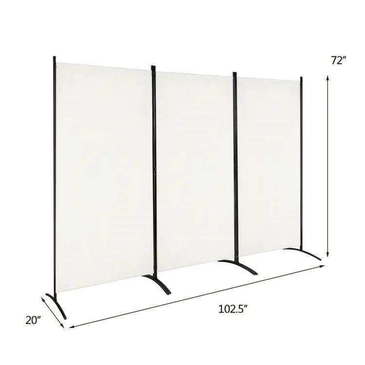 6-Ft White 3-Panel Room Divider Screen with Steel Base and Heavy Duty Hinges by HomePacific
