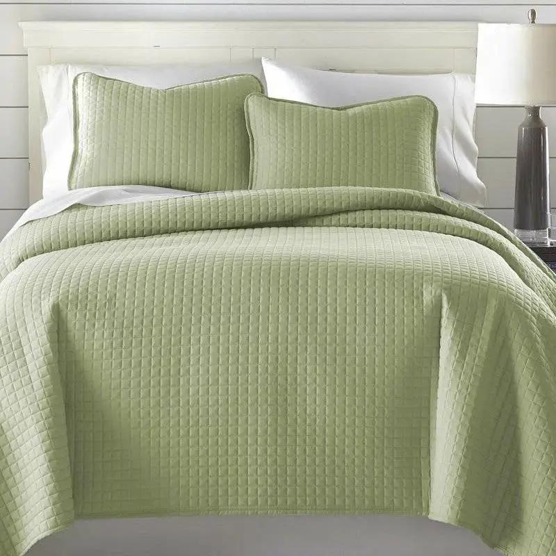 King/Cal King Lightweight Sage Ultra Soft 3-Piece Microfiber Quilt Set by HomePacific