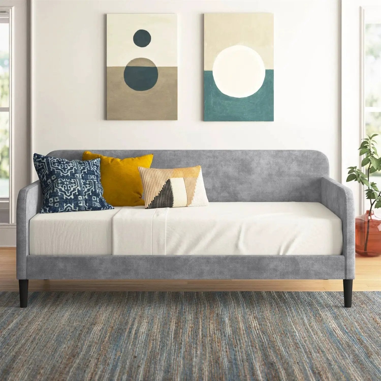 Twin size Modern Grey Silver Velvet Upholstered Daybed by HomePacific