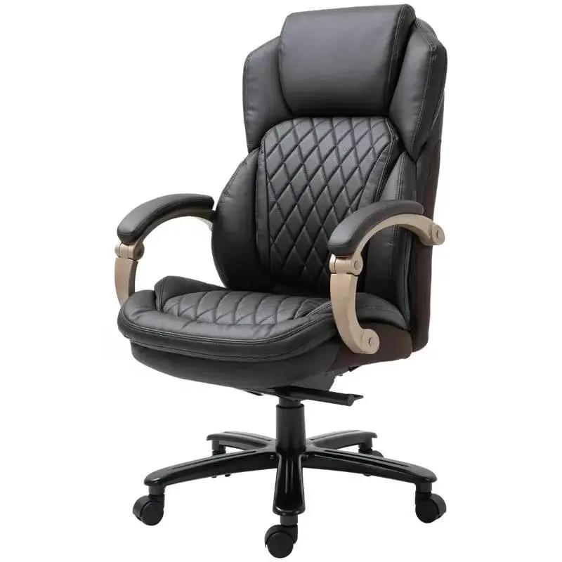 Brown Big and Tall Diamond Stitching Executive Adjustable Height Office Chair by HomePacific