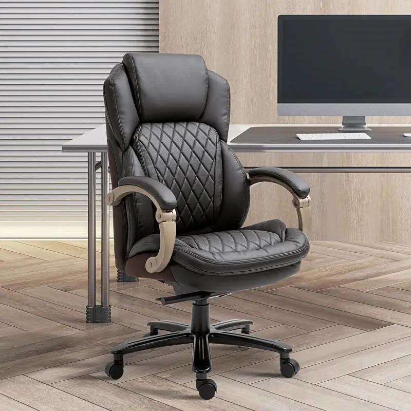 Brown Big and Tall Diamond Stitching Executive Adjustable Height Office Chair by HomePacific