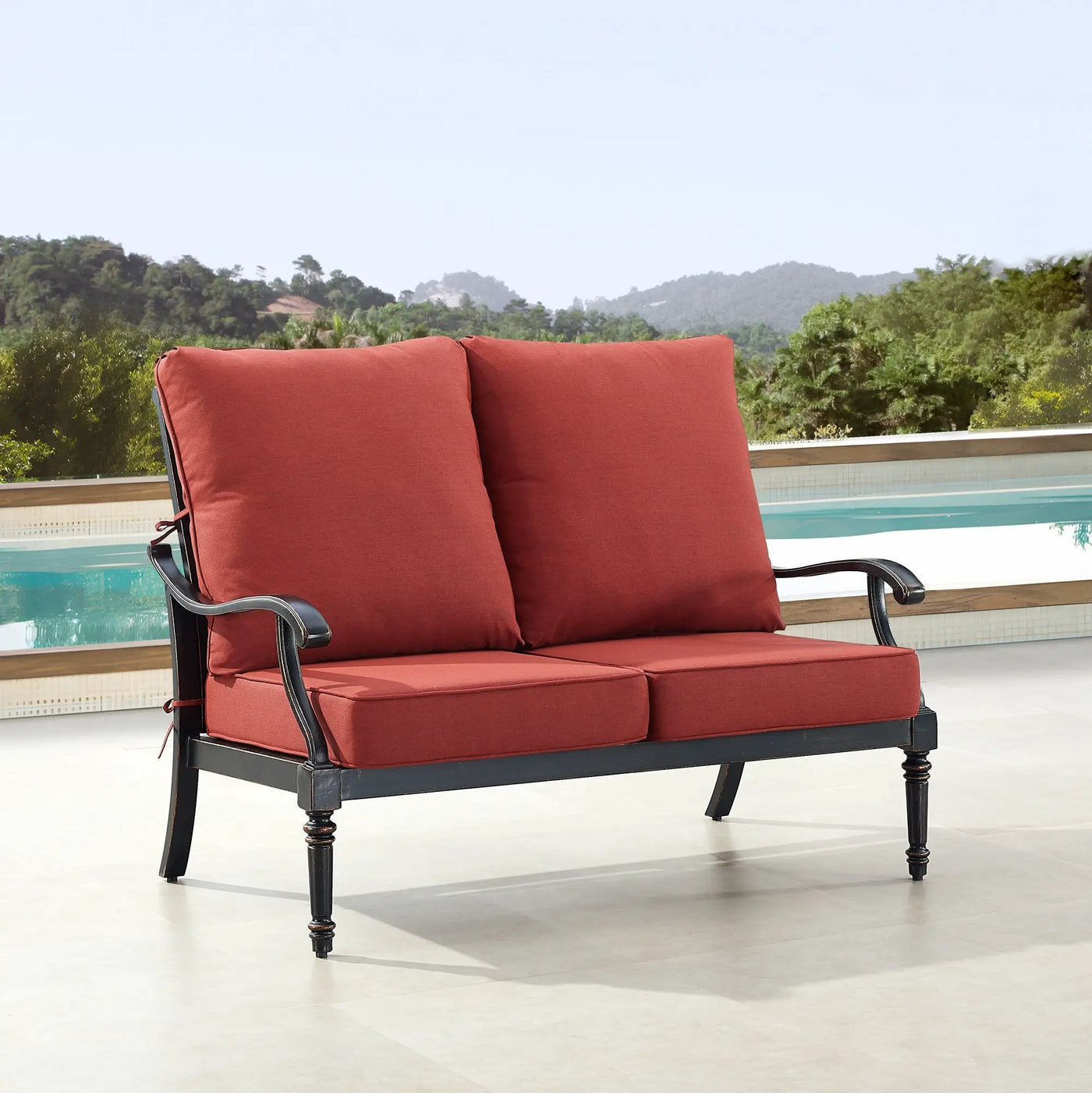 Black Aluminum Deep Seating Loveseat with Cushions by Sharicks