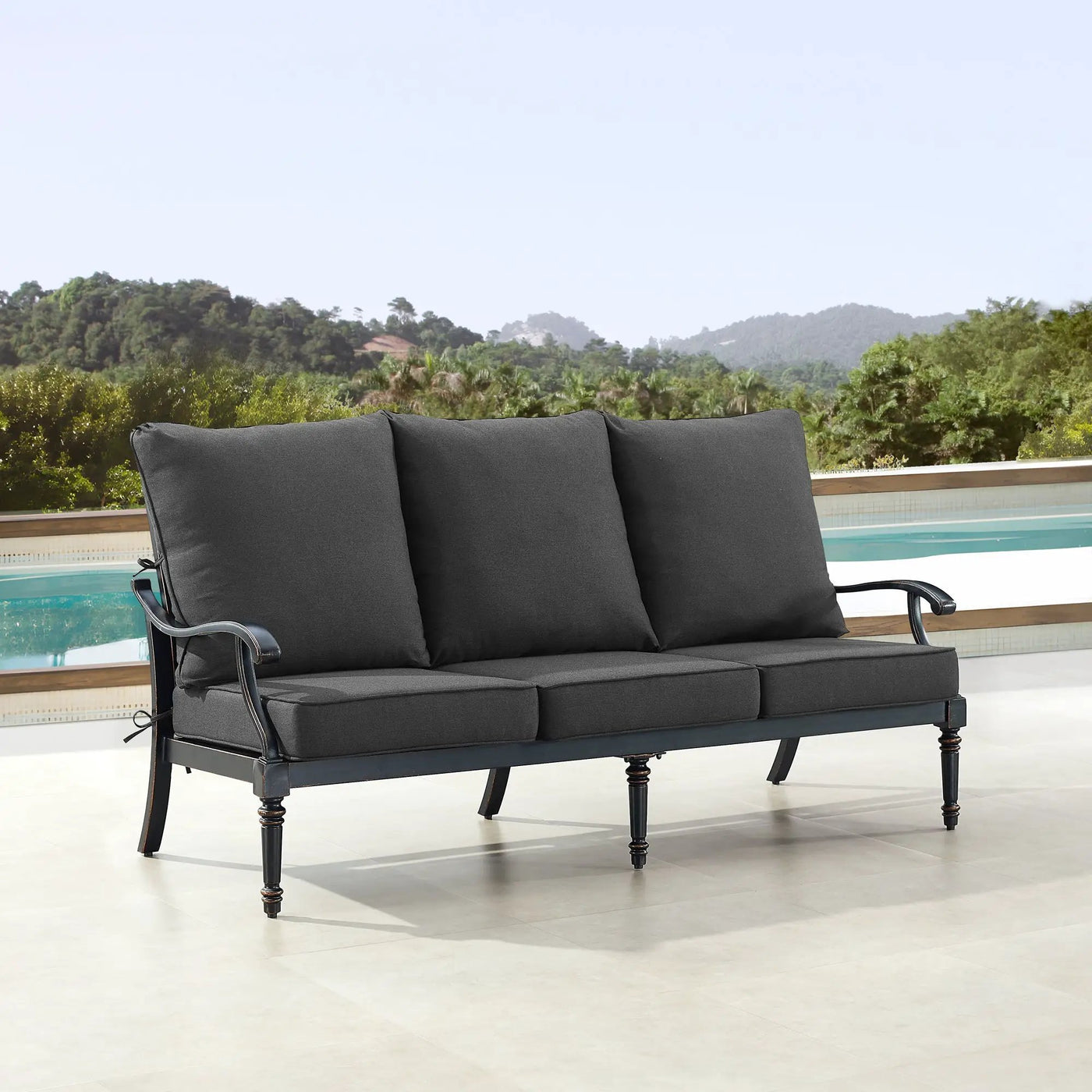 Black Aluminum Deep Seating Sofa with Cushions by Sharicks