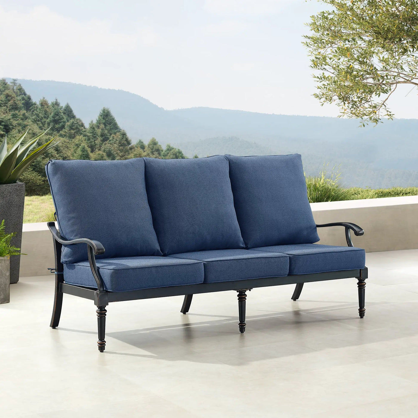 Black Aluminum Deep Seating Sofa with Cushions by Sharicks