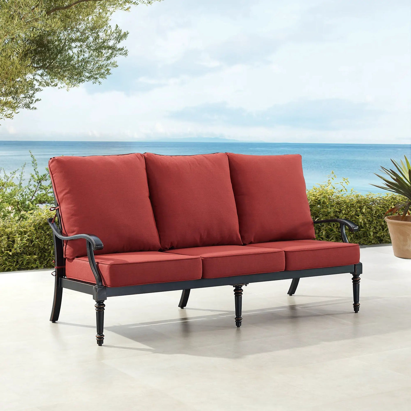Black Aluminum Deep Seating Sofa with Cushions by Sharicks