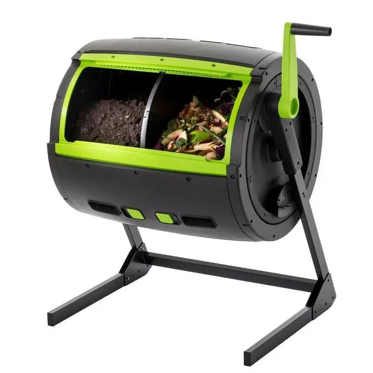 Rotating 65-Gallon Compost Bin Tumbler with 2 Compartments by HomePacific
