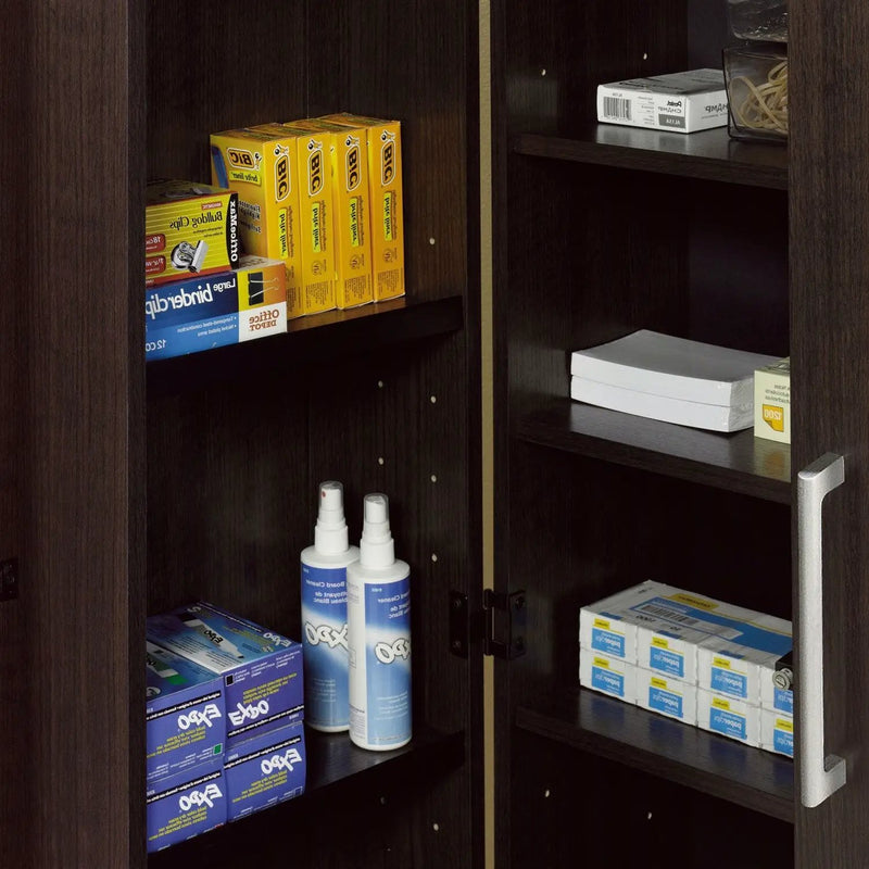 Multi-Purpose Living Room Kitchen Cupboard Storage Cabinet Armoire in Brown by HomePacific