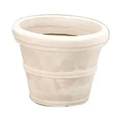 12-inch Diameter Round Planter in Weathered Stone Finish Poly Resin by HomePacific