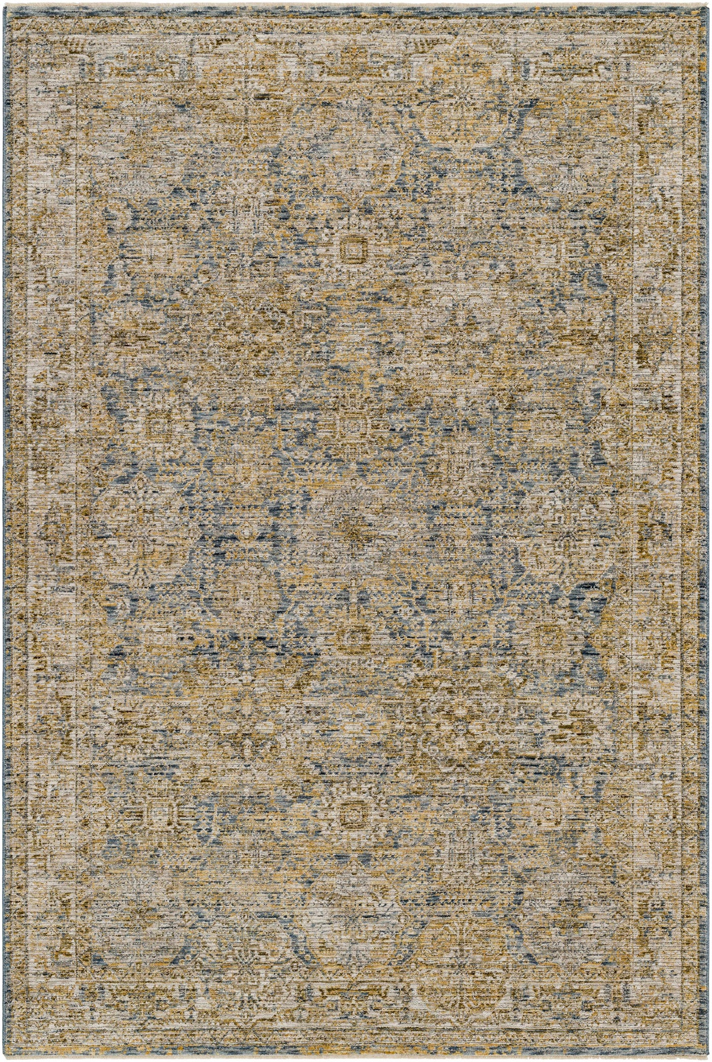 Ange Cream & Blue Rich Textured Rug by Boutique Rugs