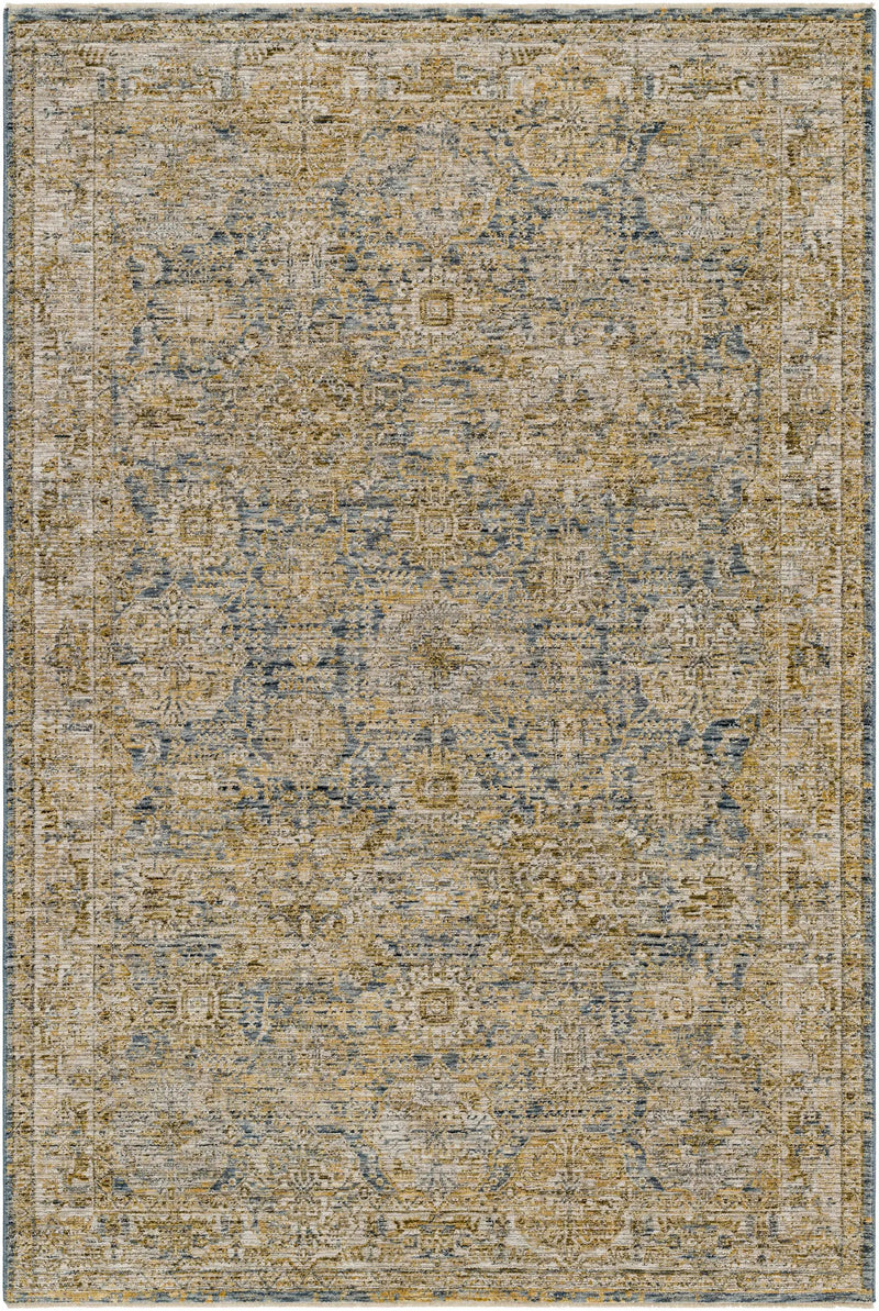Ange Cream & Blue Rich Textured Rug by Boutique Rugs