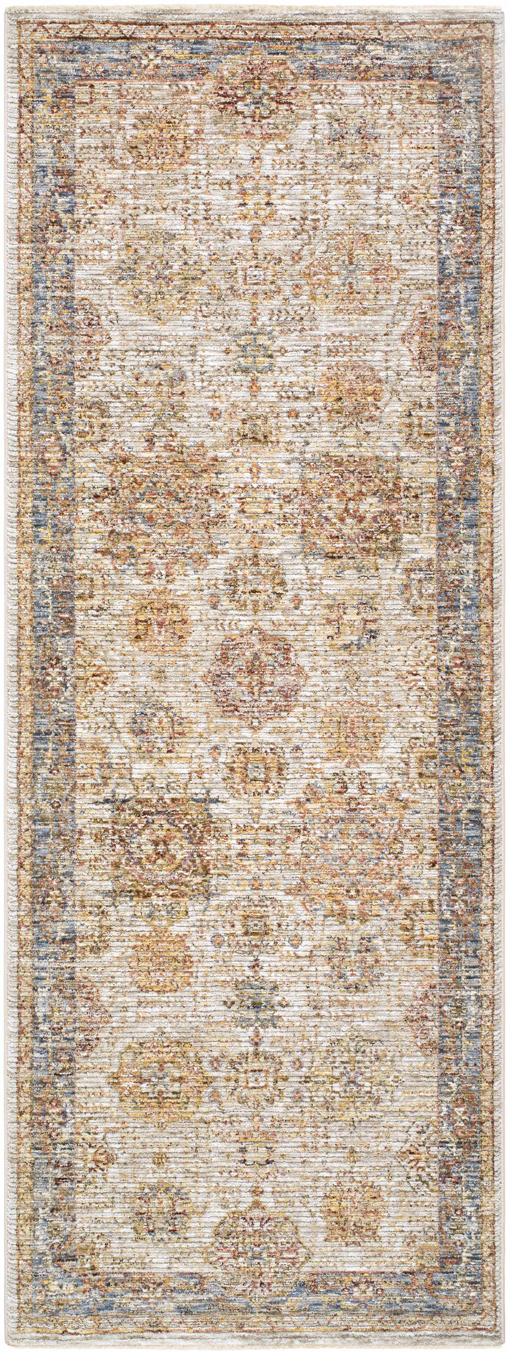Ange Tan & Blue Rich Textured Traditional Rug by Boutique Rugs
