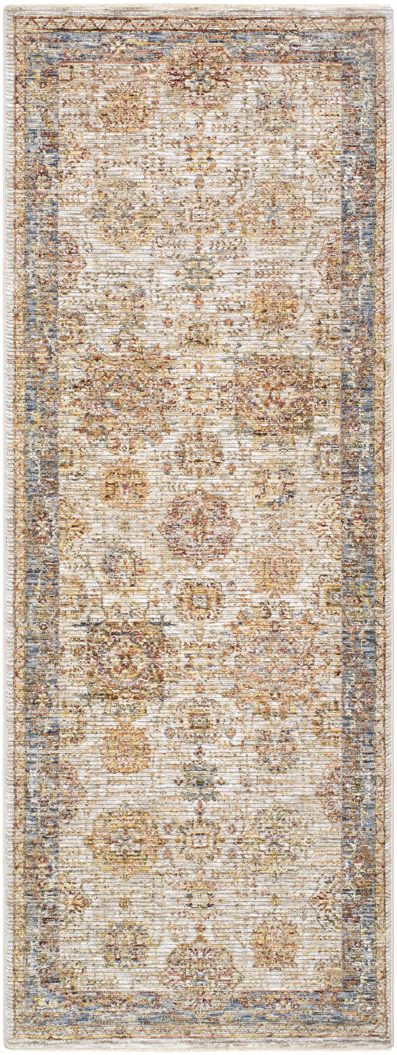 Ange Tan & Blue Rich Textured Traditional Rug by Boutique Rugs