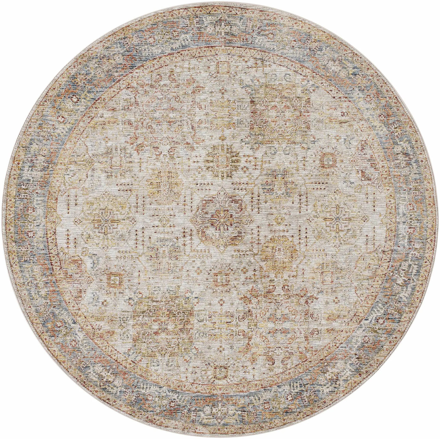 Ange Tan & Blue Rich Textured Traditional Rug by Boutique Rugs