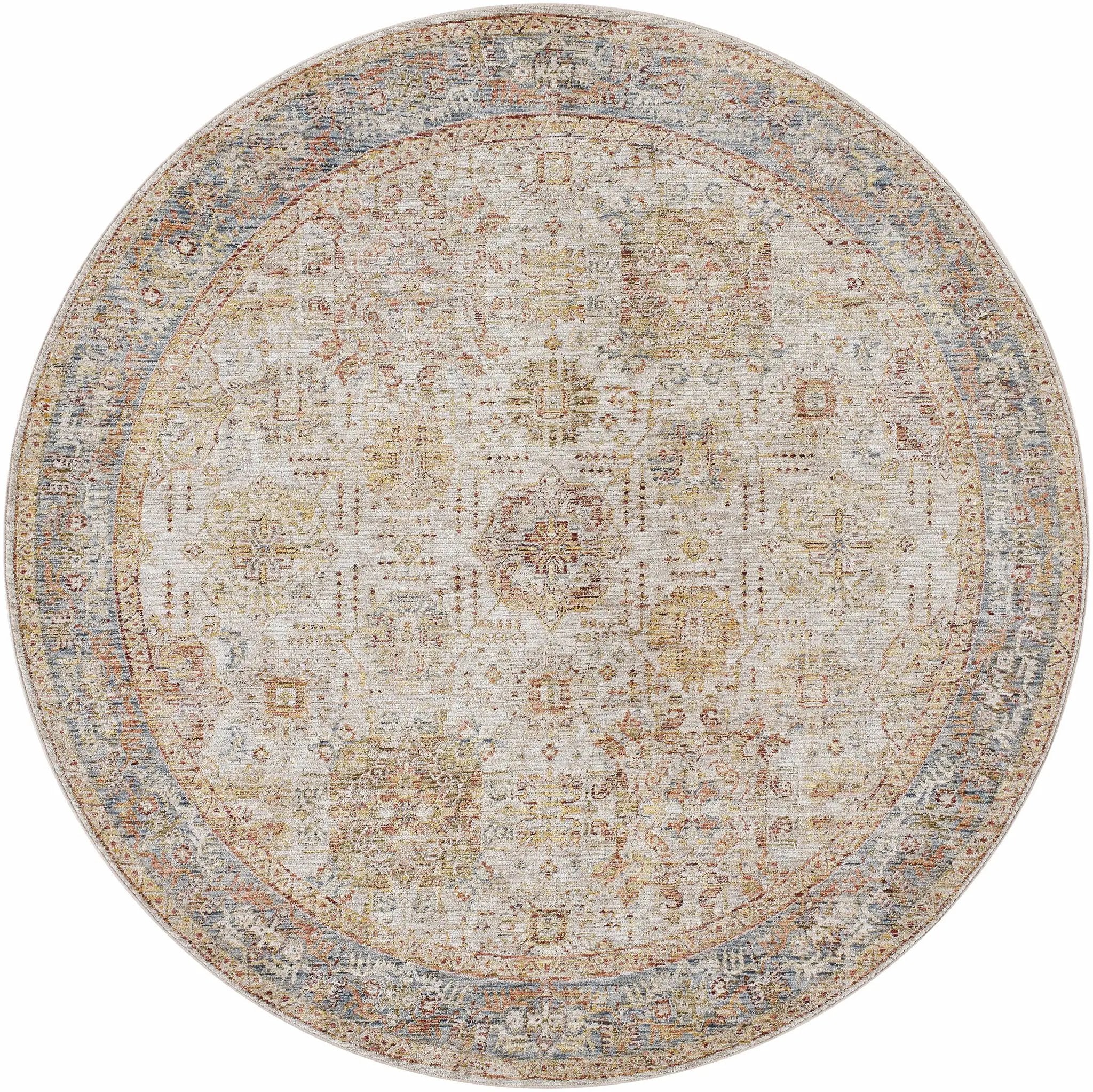 Ange Tan & Blue Rich Textured Traditional Rug by Boutique Rugs
