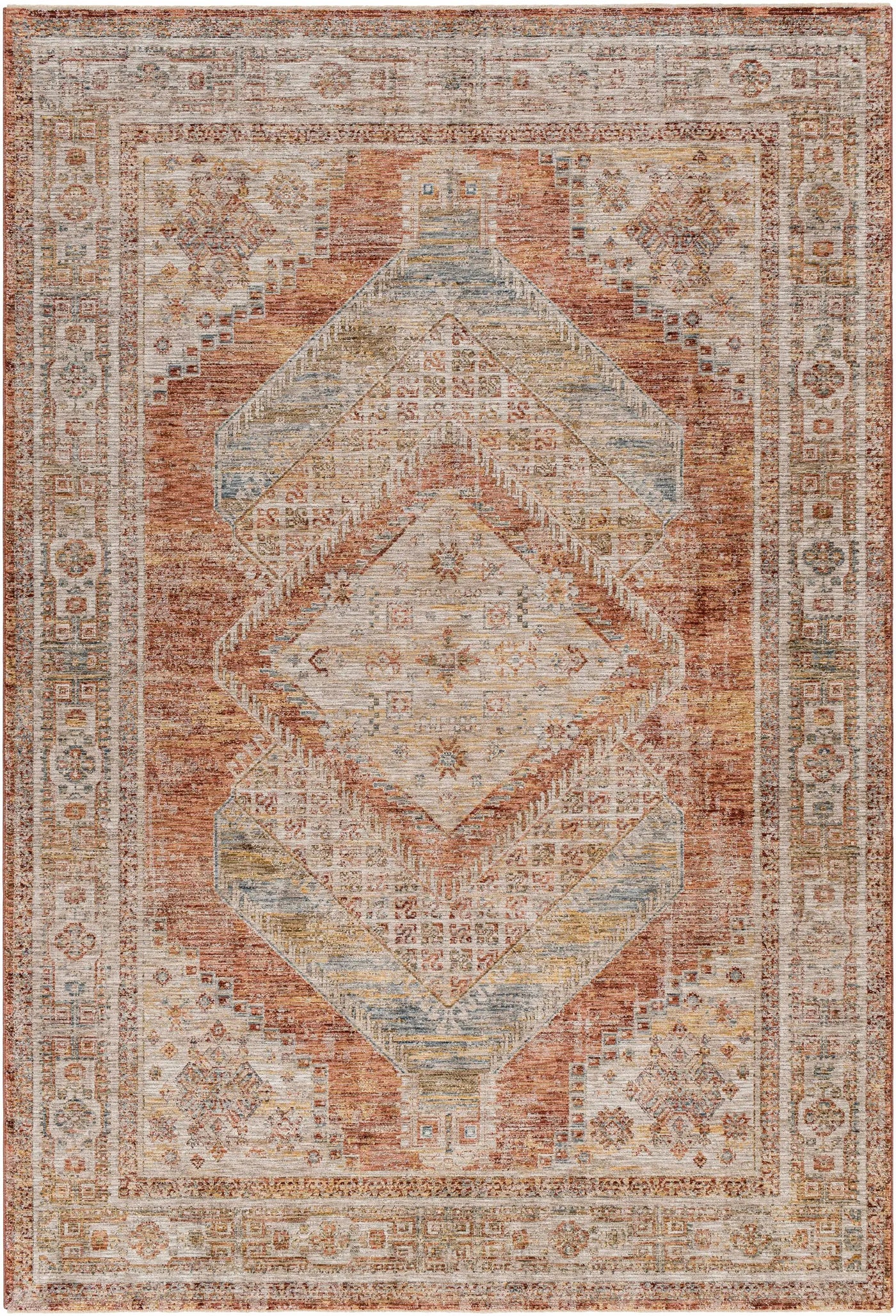 Moya Rust Rich Textured Traditional Rug by Boutique Rugs