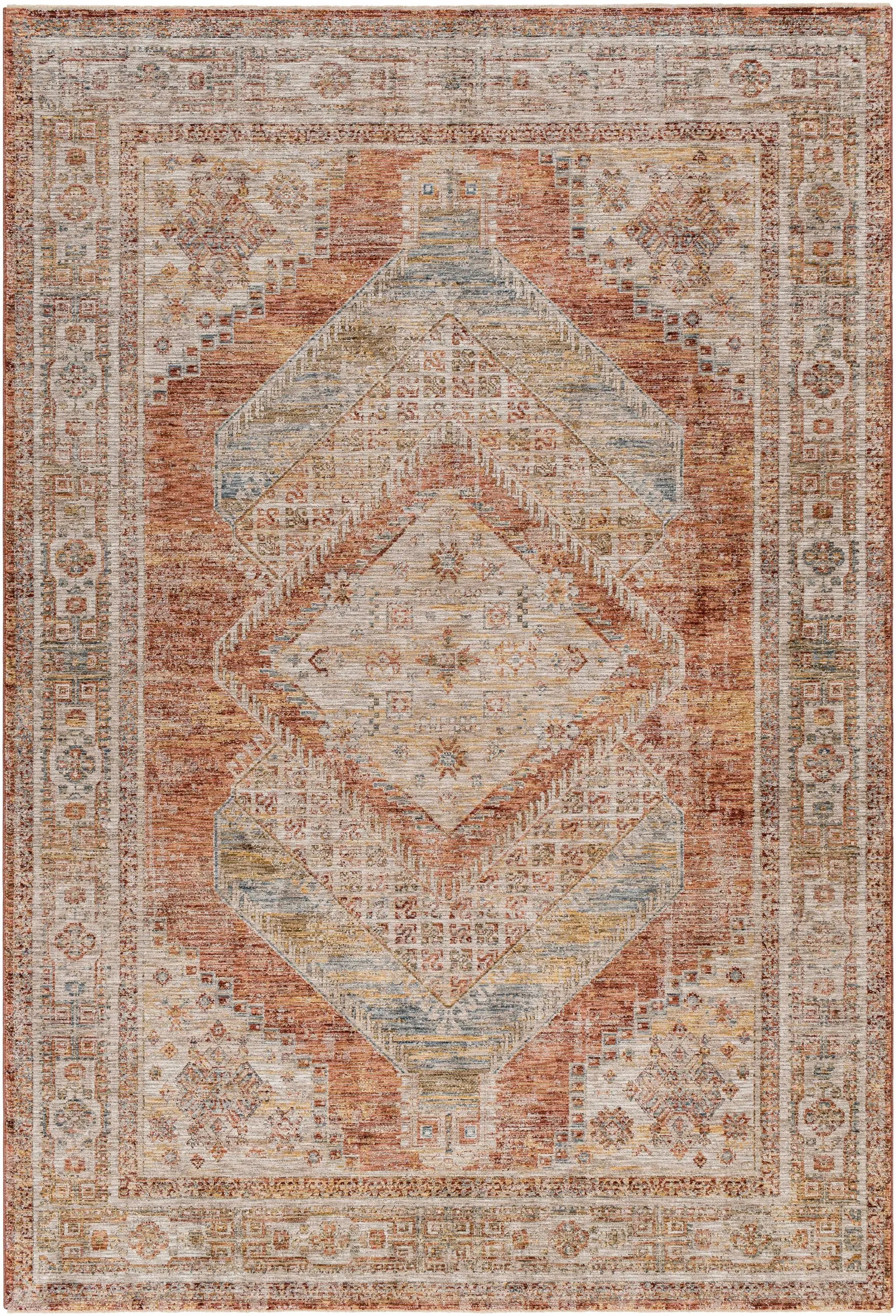 Moya Rust Rich Textured Traditional Rug by Boutique Rugs