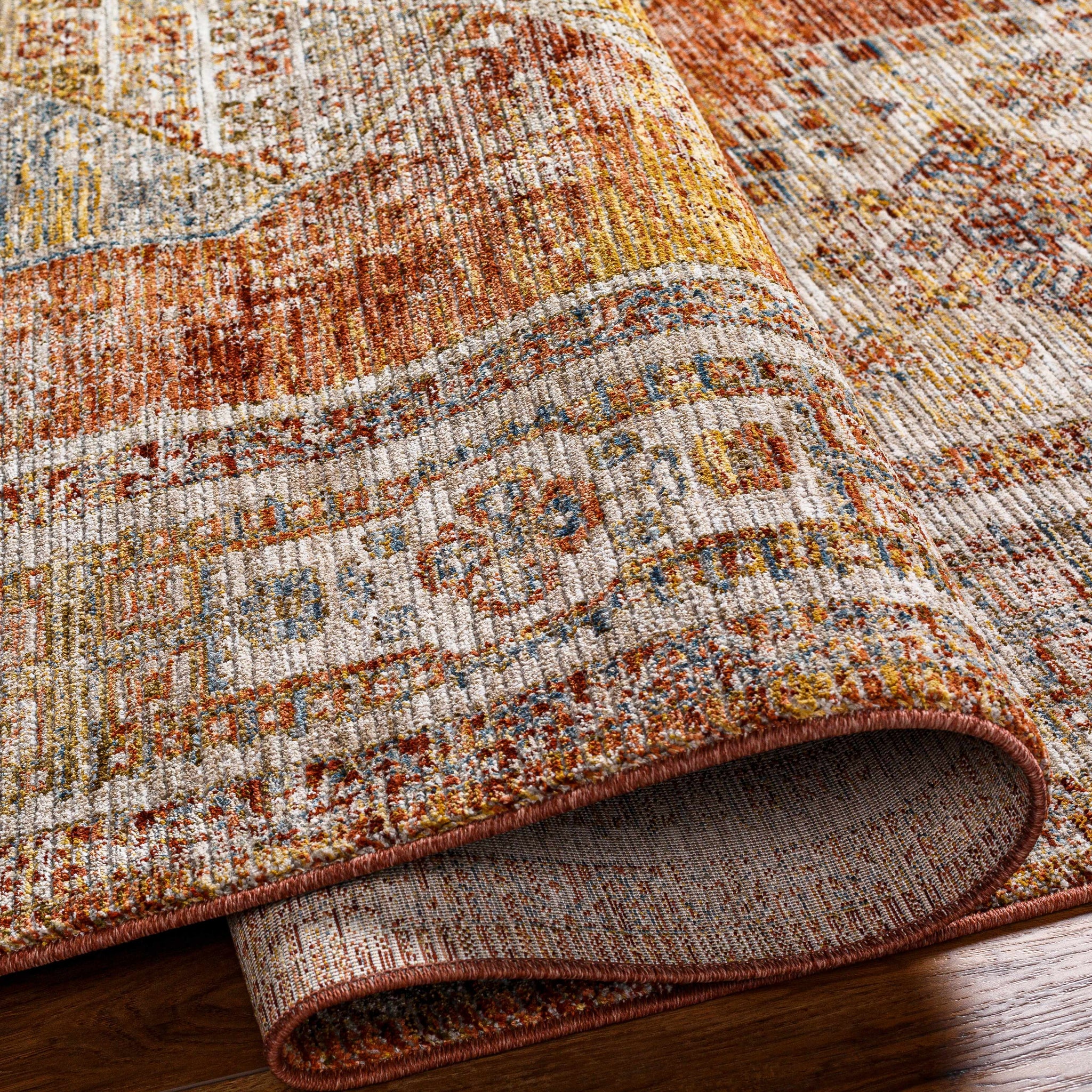 Moya Rust Rich Textured Traditional Rug by Boutique Rugs