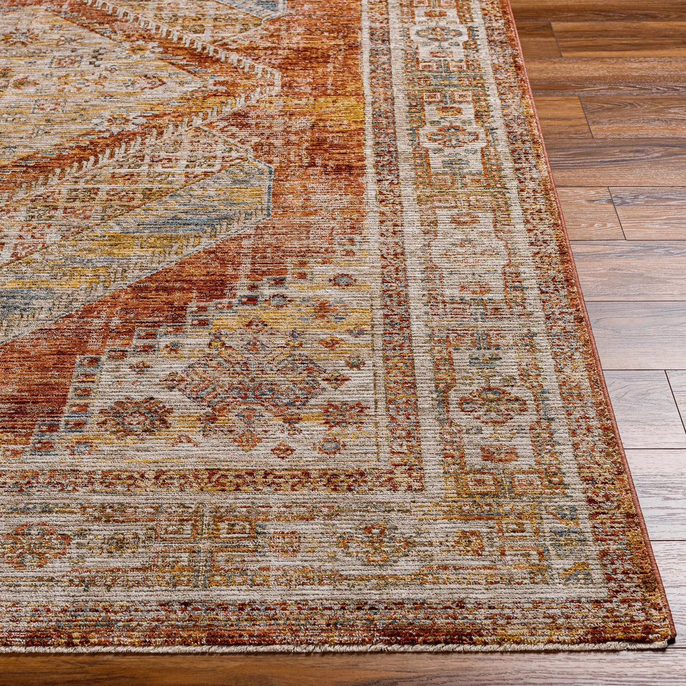 Moya Rust Rich Textured Traditional Rug by Boutique Rugs
