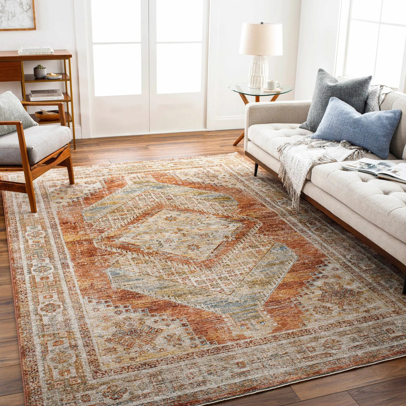 Moya Rust Rich Textured Traditional Rug by Boutique Rugs