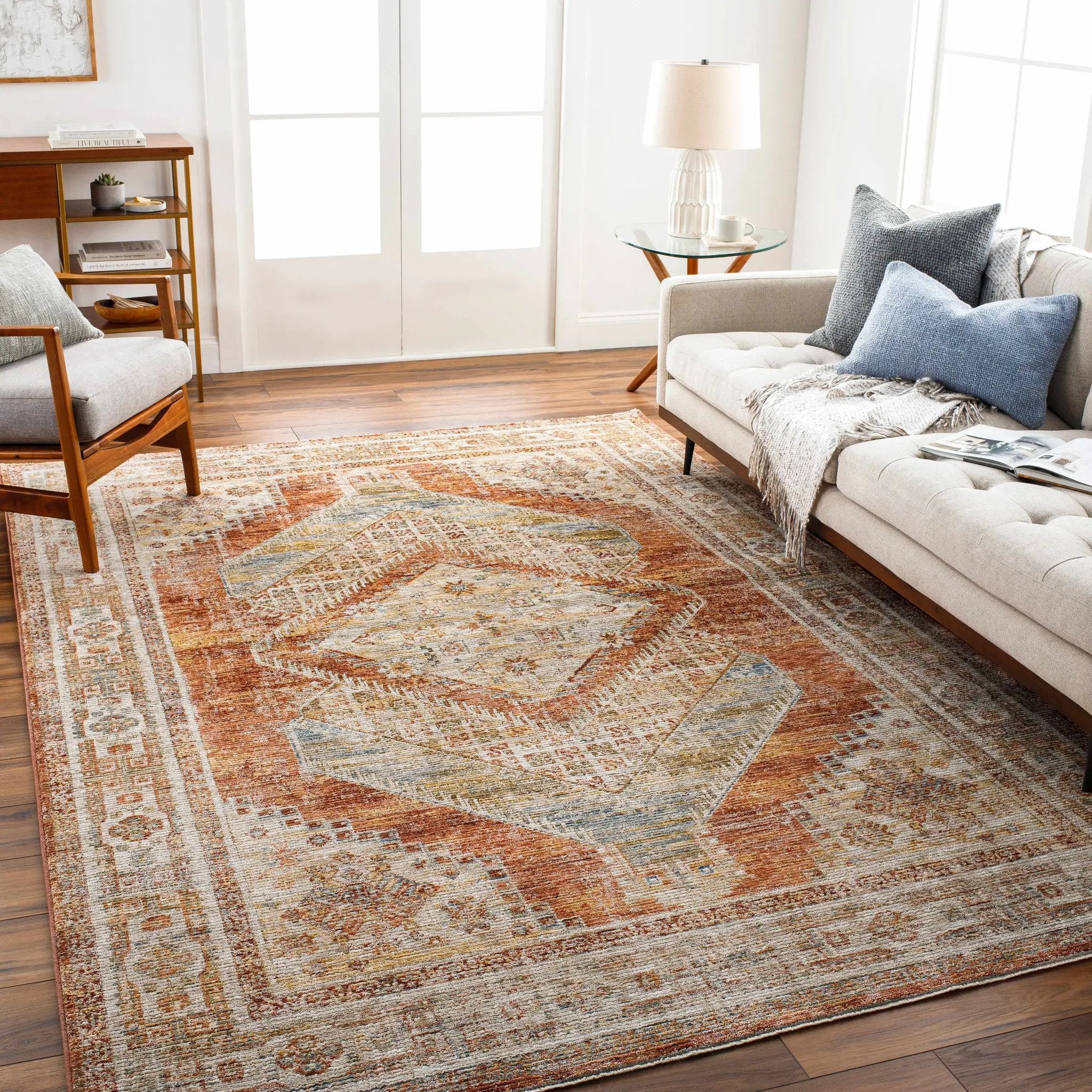 Moya Rust Rich Textured Traditional Rug by Boutique Rugs