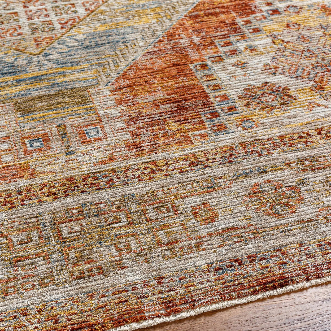 Moya Rust Rich Textured Traditional Rug by Boutique Rugs