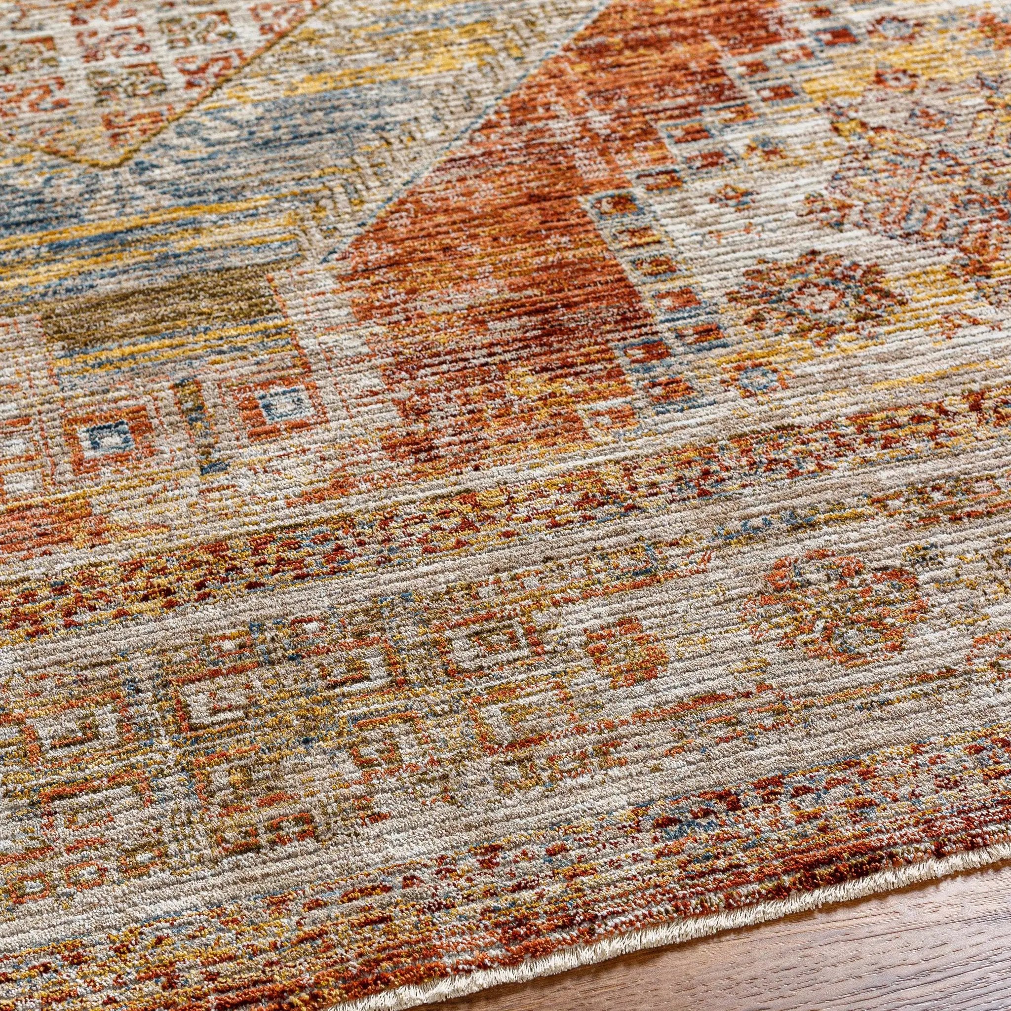 Moya Rust Rich Textured Traditional Rug by Boutique Rugs