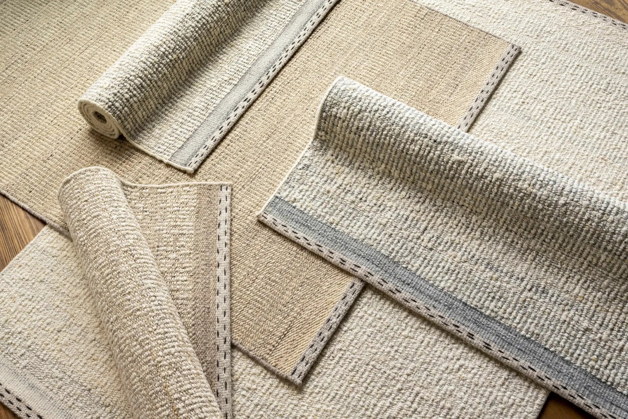 Yaniklar Cream Flat Woven Wool Rug by Boutique Rugs