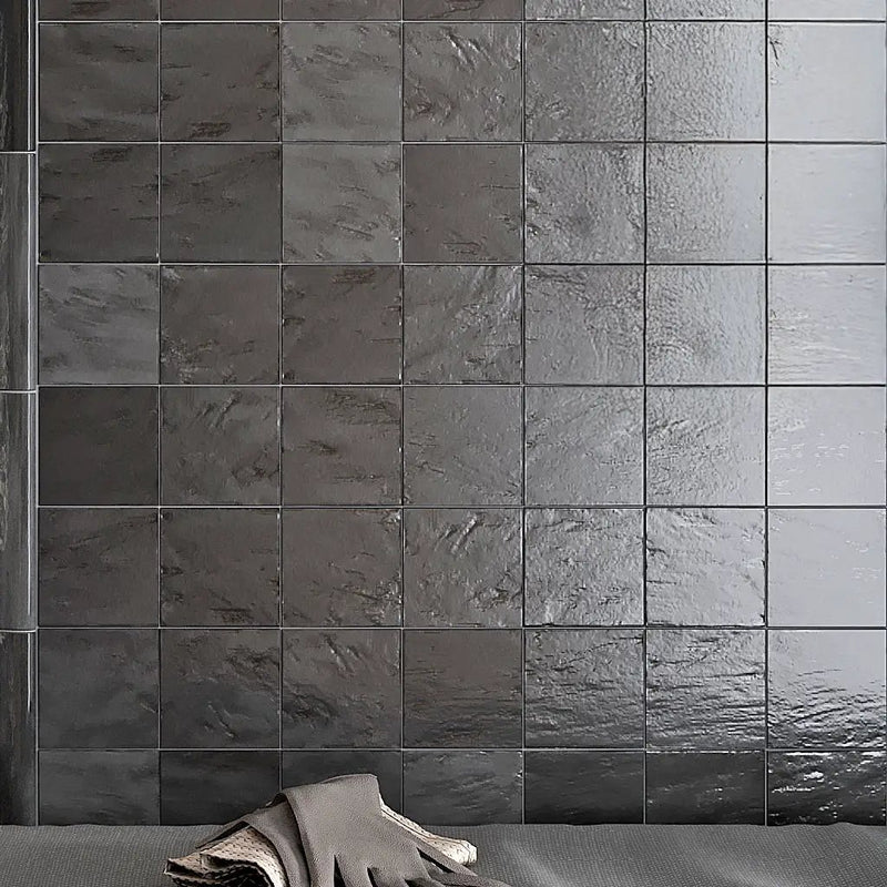 Black 4x4 Glossy Matte Subway Ceramic Tile (60 pack, 6.46 sq ft/case) by Apollo Tile