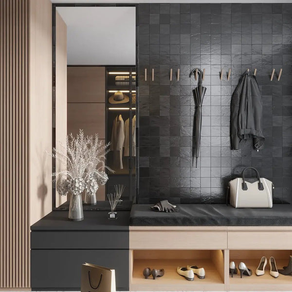 Black 4x4 Glossy Matte Subway Ceramic Tile (60 pack, 6.46 sq ft/case), photo 2 of 6