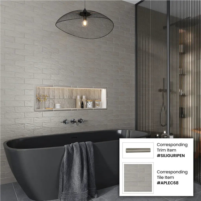 Light Tea Green 1.25x8 Matte Glossy Ceramic Bullnose Tile Trim (10 pack, 0.667 sq ft/case) by Apollo Tile