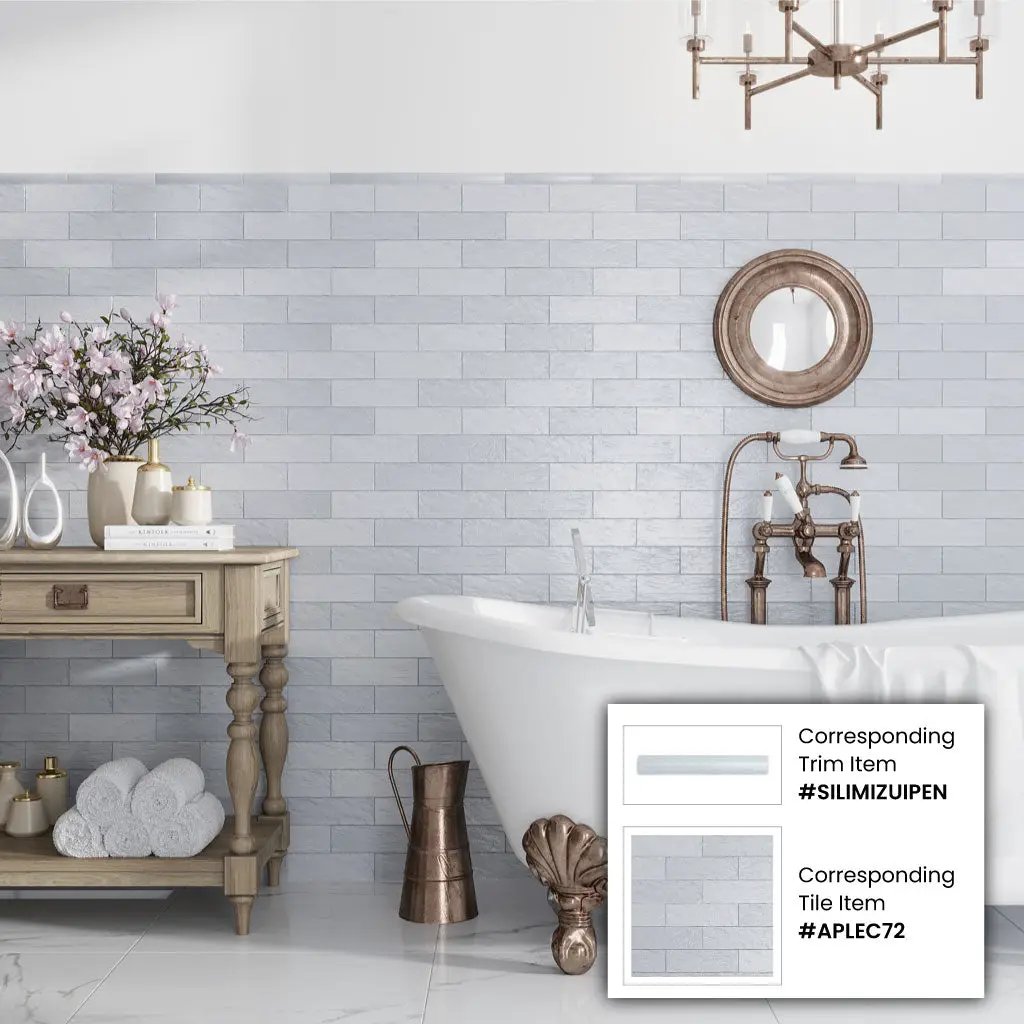 Grayish Blue 2.5x8 Glossy Matte Subway Ceramic Tile (38 pack, 5.38 sq ft/case) by Apollo Tile