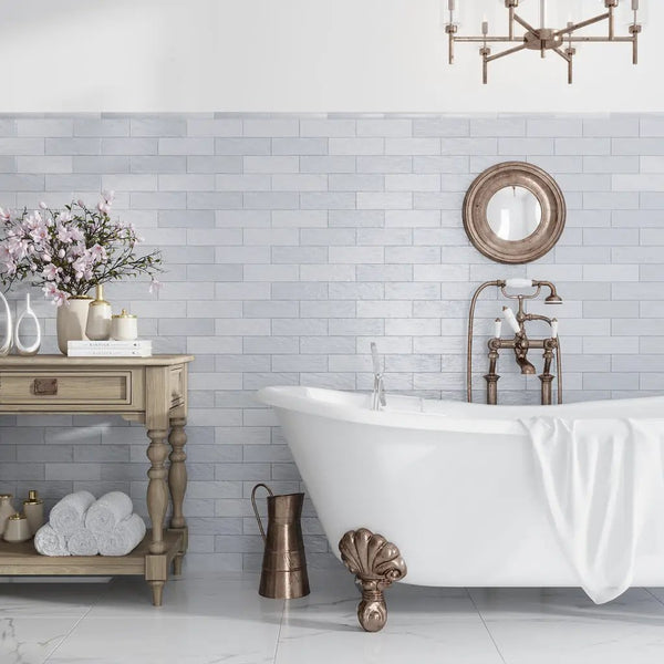 Grayish Blue 2.5x8 Glossy Matte Subway Ceramic Tile (38 pack, 5.38 sq ft/case), photo 2 of 6