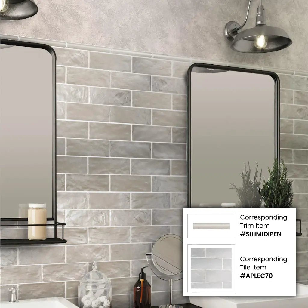 Light Tea Green 2.5x8 Glossy Matte Subway Ceramic Tile (38 pack, 5.38 sq ft/case) by Apollo Tile