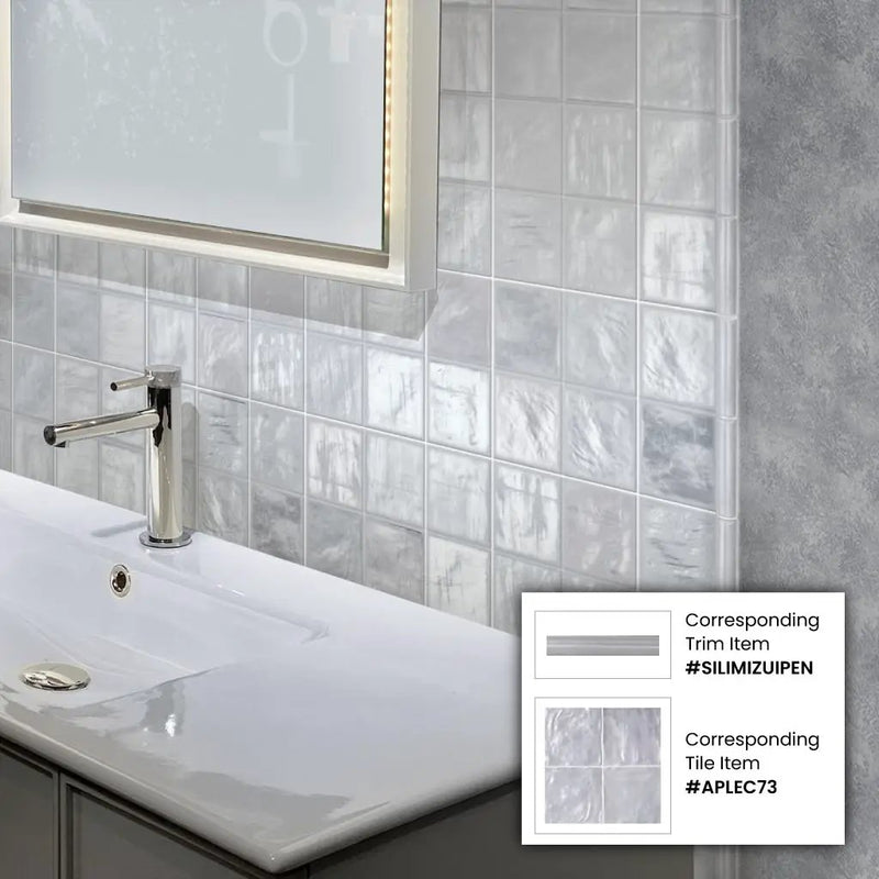 Grayish Blue 1.25x8 Matte Glossy Ceramic Bullnose Tile Trim (10 pack, 0.667 sq ft/case) by Apollo Tile