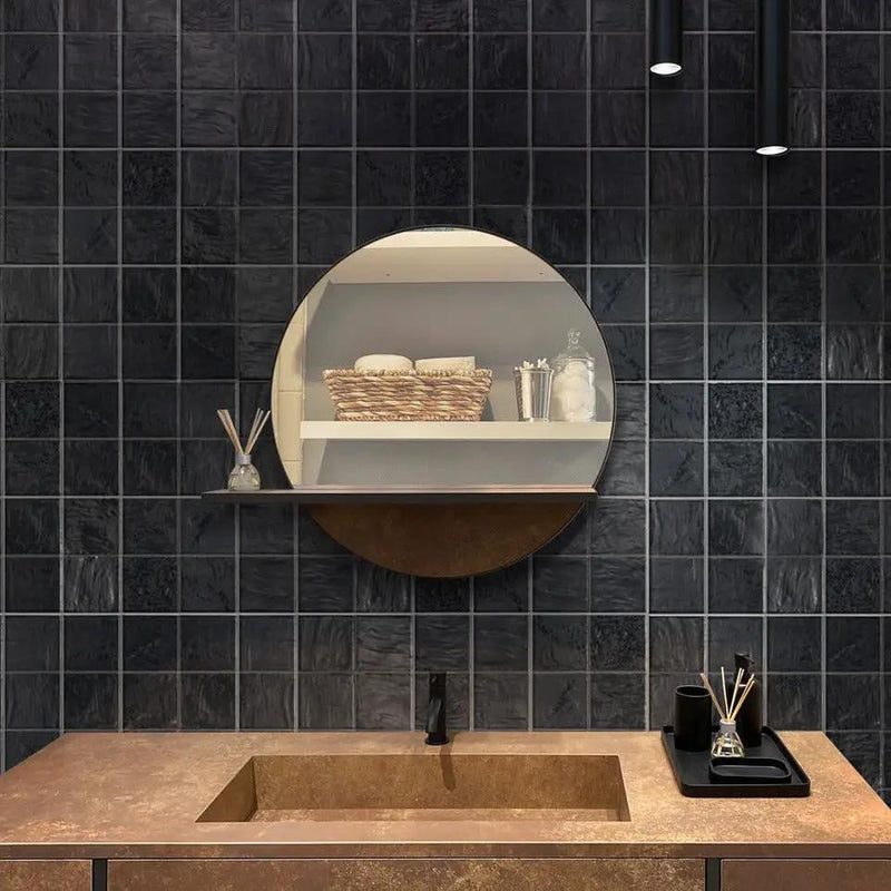 Black 4x4 Glossy Matte Subway Ceramic Tile (60 pack, 6.46 sq ft/case) by Apollo Tile