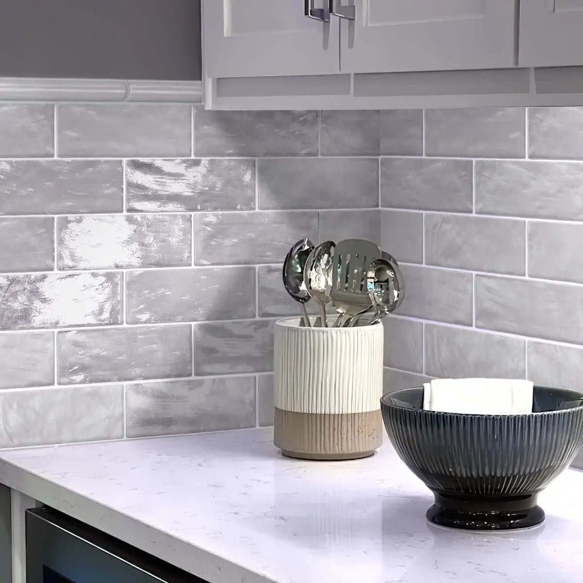 Grayish Blue 2.5x8 Glossy Matte Subway Ceramic Tile (38 pack, 5.38 sq ft/case) by Apollo Tile