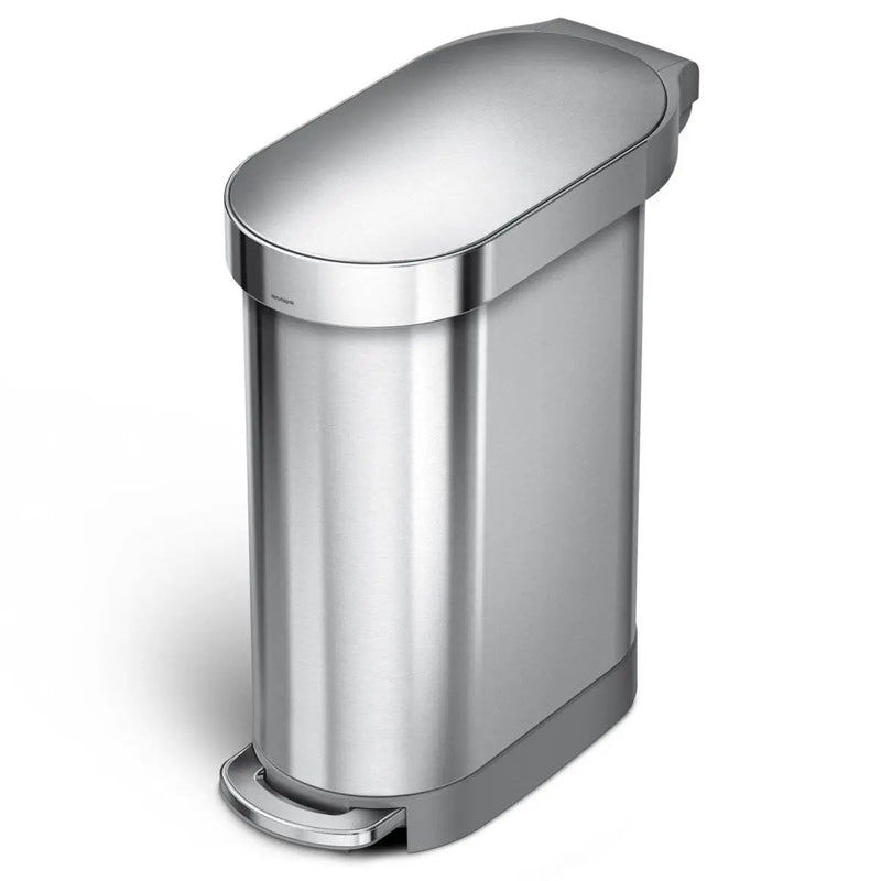 Stainless Steel 12-Gallon Narrow Kitchen Trash Can with Easy Step-on Lid by HomePacific