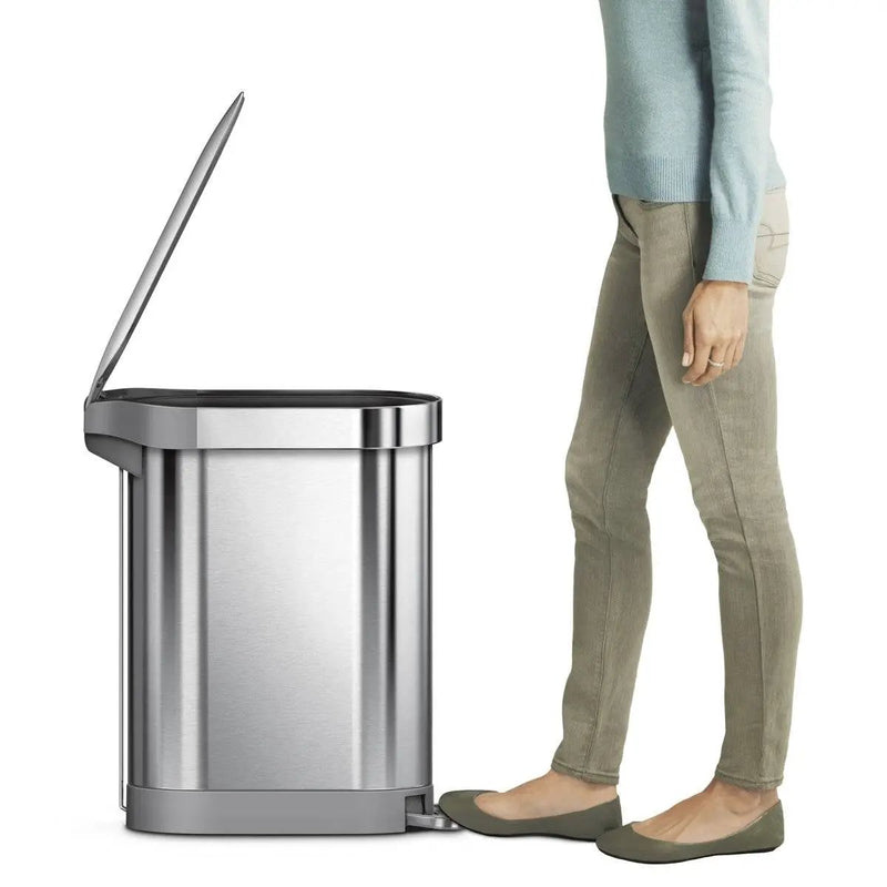 Stainless Steel 12-Gallon Narrow Kitchen Trash Can with Easy Step-on Lid by HomePacific