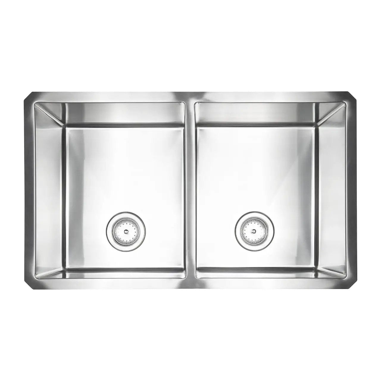 Double Bowl Handcrafted 50/50 Kitchen Sink Stainless Steel close up