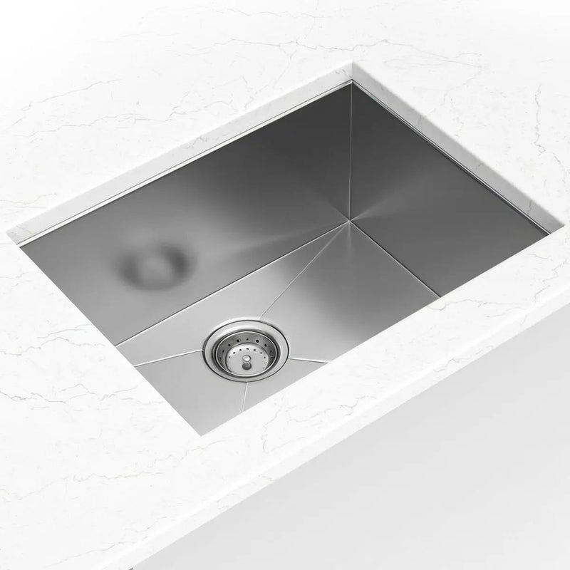 Single Bowl Handcrafted Kitchen Sink Stainless Steel in a finished room