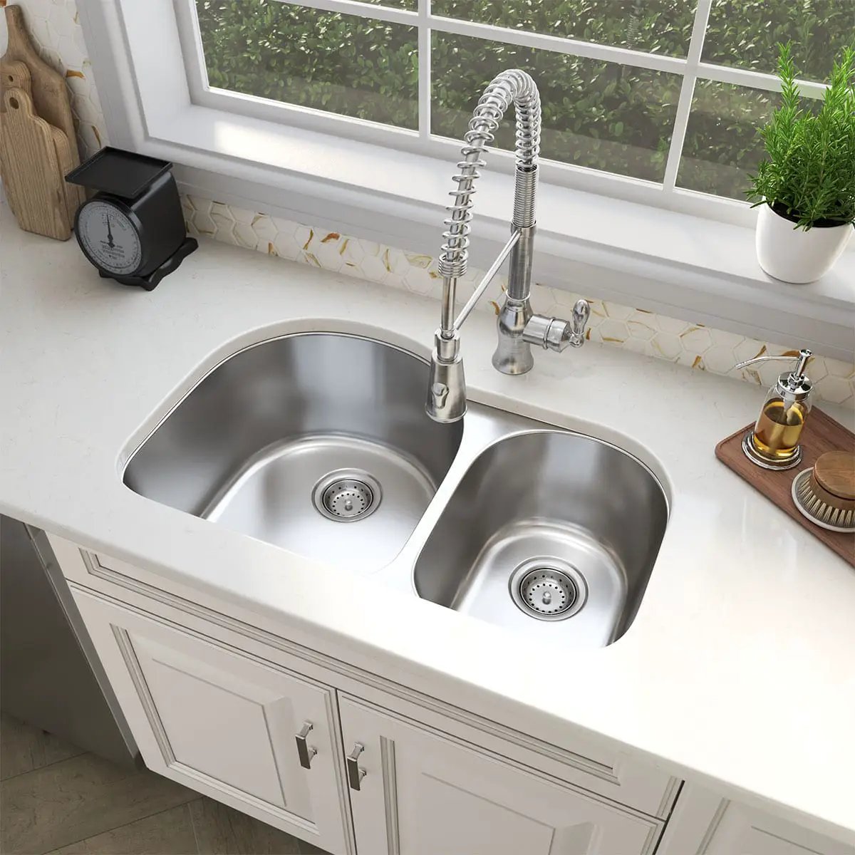 Double Bowl 3120 60/40 Kitchen Sink Stainless Steel 9.00 inch in a finished room