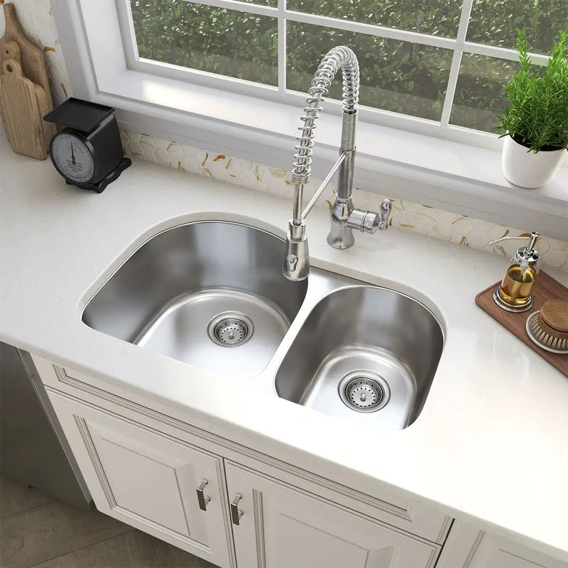 Double Bowl 3120 60/40 Kitchen Sink Stainless Steel 9.00 inch in a finished room