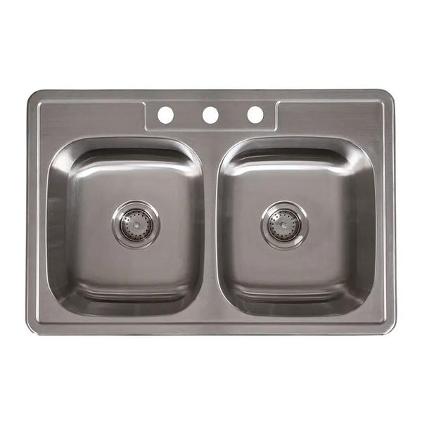 Double Bowl 18g 50/50 3322 Kitchen Sink Satin Stainless Steel