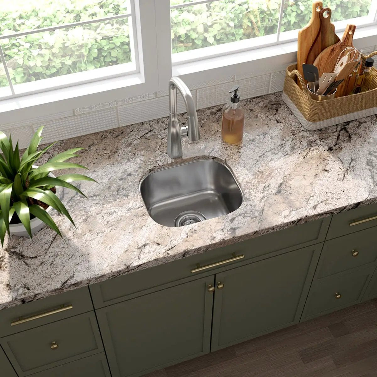 Single Bowl Kitchen Sink 1210 Stainless Steel in a finished room