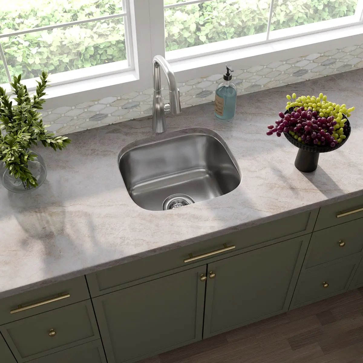 Single Bowl 1618 Stainless Steel Kitchen Sink in a finished room